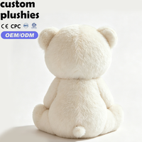 Vente flash - Ours en peluche aux grands yeux doux et mignons, ours blanc crème assis avec pendentif, cadeau de vacances pour enfants