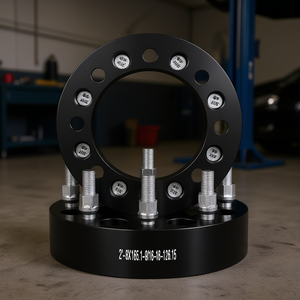 Entretoises de roue en aluminium noir 2 pouces 8x165,1 mm PCD pour roues de 16 à 20 pouces avec une largeur de 6,5 pouces et un ET de 0 mm - Product Image 2