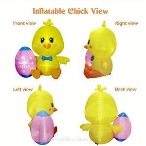 Decoración Inflable de Pascua, Pollito Amarillo de 1.5 Metros de Altura con Huevo, Luces LED Integradas, para Hogar, Jardín, Césped, Fiestas y Celebraciones de Pascua - Product Image 3