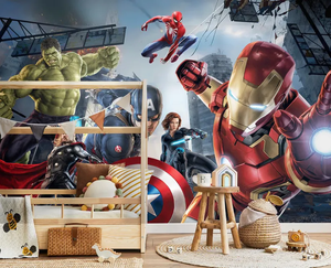 Mural de Pared de Superhéroes de Dibujos Animados, Patrón de Iron Man, <span class=keywords><strong>Hulk</strong></span> y Spider-Man, Decoración de Pared <span class=keywords><strong>para</strong></span> Dormitorio de Niños, Cine en Casa, Espacio de Juego Comercial - Product Image 2