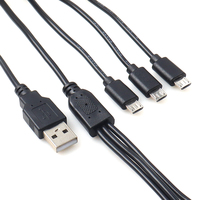 Kabel USB Male ke 3 Micro USB Y 3-in-1 3A Pengisian Cepat dengan Konduktor Tembaga Murni untuk Komputer & Kamera