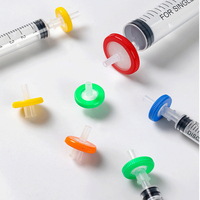 Filtres à seringue en membrane PTFE hydrophobe, non stériles, emballés en baril, 100 pièces, taille des pores 0,22 µm, diamètre du disque 13 mm