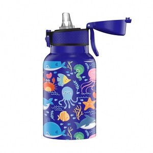 Botellas Infantiles Personalizadas de 350 ml con Diseño de Animales Marinos, Impresión 3D, Recubrimiento en Polvo, Doble Pared, Antiderrames y Portátiles - Product Image 2