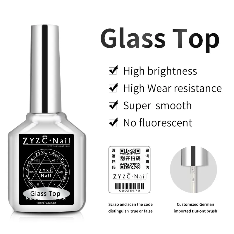 Hot Koop Private Label Shimmer Extra Gloss Clear Gel Glas Top Jas Super Hard Krasbestendig Glossy Top Uv Gel nail Art Polish