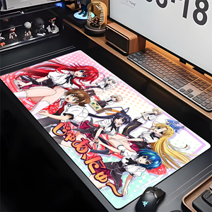 Alfombrilla de ratón grande para juegos con estampado de personajes de <span class=keywords><strong>anime</strong></span>, base de goma antideslizante con borde cosido, alfombrilla de escritorio de 900x400 mm, chica <span class=keywords><strong>anime</strong></span> de pelo rojo - Product Image 1