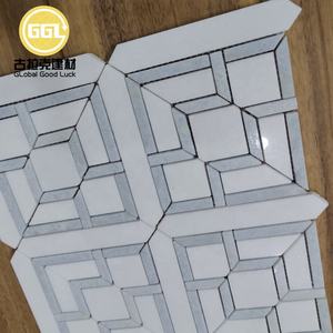 Design moderne Noir/Blanc Grilles de fenêtre similaires Surface polie Carrelage de mosaïque en marbre pour salle de bain Chambre Hall Décoration murale - Product Image 2