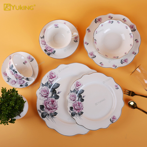 Servizio da tavola in porcellana di alta qualità 16 <span class=keywords><strong>18</strong></span> 20 pz <span class=keywords><strong>Set</strong></span> da pranzo all'ingrosso <span class=keywords><strong>piatti</strong></span> con Design floreale <span class=keywords><strong>Set</strong></span> di stoviglie da ristorante di lusso - Product Image 2