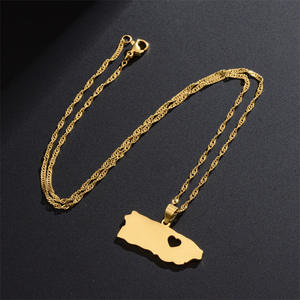 Myloveporto riko altın kolye kolye Charm paslanmaz çelik harita kalp porto riko ülke kolye hediyelik eşya hediye - Product Image 4