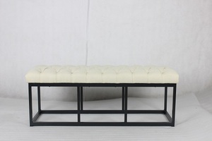 Banc en tissu pelucheux minimaliste moderne TOSEE, structure en acier avec revêtement en poudre, personnalisable pour appartement, chambre, salon, hôtel, villa - Product Image 2