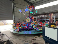 Manège Moto Rotative pour Enfants, Vélo Rotatif à Commande Manuelle avec Lumières LED pour Parc d'Attractions, Centre Commercial, Fête Foraine