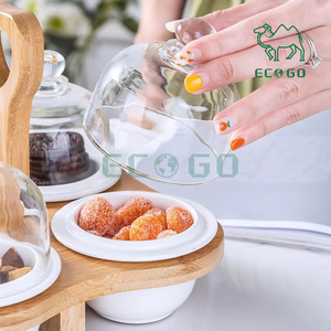 Plateau de service apéritif de camping en bambou personnalisé Compartiments du plateau Bol de trempage en céramique Jetable écologique pour la cuisine - Product Image 5