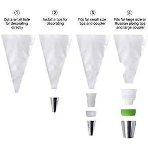SKY-TOUCH, paquete de 100, bolsas de pastelería Extra gruesas de 16 pulgadas, bolsas grandes desechables para decoración de glaseado, bolsas para manga pastelera, 5 suministros para decoración de pasteles - Product Image 2
