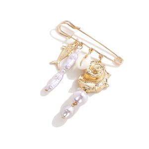 Broche de Concha de Caracola Dorada <span class=keywords><strong>con</strong></span> Borla y Cadena, Pin de Fijación para Cintura, para Mujer, de Lujo, para Eventos y Fiestas, de Aleación <span class=keywords><strong>con</strong></span> Perlas - Product Image 5