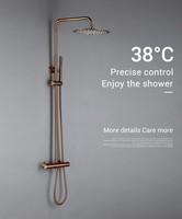 Mitigeur thermostatique mural pour douche, robinet de salle de bain avec déviateur, pommeau de pluie et douchette à main, en laiton massif, qualité supérieure, vente en gros