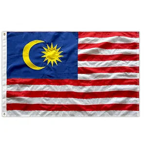 Cổ phiếu bán buôn thêu cờ và biểu ngữ 90x150cm 3X5FT Polyester cờ của Malaysia
