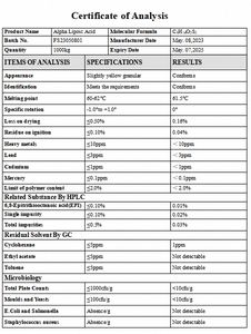 Supplement Alfa-Liponzuur Voor Levensmiddelen 1077-28-7 99% Alfa-Liponzuur Poeder - Product Image 4