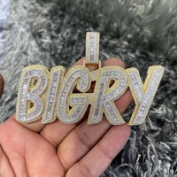 Populaire Buss Down Hip Hop Bijoux Nom Personnalisé Initiale Baguette Glacé Moissanite Pendentif Pour Hommes