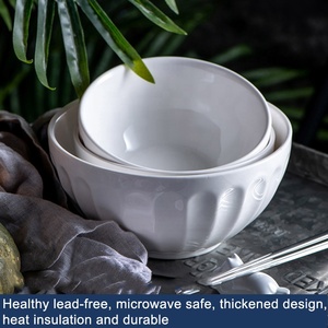 Tigela de cerâmica para sopa e salada de arroz com logotipo personalizado, restaurante de hotel, porcelana redonda branca - Product Image 3