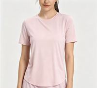 Camiseta Básica de Verano para Mujer, Cuello Redondo, Corte Holgado, Manga Corta, Informal, Ligera, Transpirable, Suave, para Uso Diario