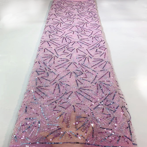 Vải Ren Nigeria Thanh Lịch Và Thời Trang Vải Tuyn Thêu Lưới Đính Kim Sa Pha Lê Vải Váy Cưới - Product Image 4