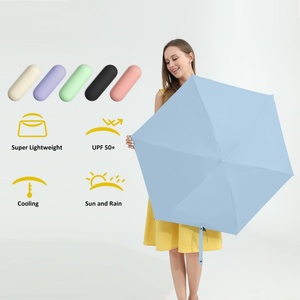 Mini Compact Modern Manual 5-Fold UV Protection <b>Umbrella</b> with Custom Logo and EVA Case - Product Image 6