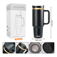 Vaso Térmico de Acero Inoxidable con Acabado Dorado de 40 Oz, Recubrimiento de Cobre, Aislamiento al Vacío, Antiderrames, con Asa, Gran Venta 2026