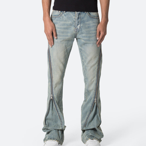 Jeans de Hombre Ajustados con Cierre, Estilo Vintage Azul, Lavado <span class=keywords><strong>Monkey</strong></span>, de Alta Calidad, Fabricante OEM - Product Image 1