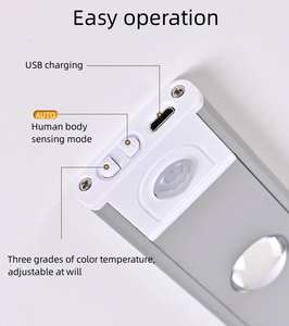 Lumières de placard intelligentes à <span class=keywords><strong>induction</strong></span> corporelle LED, détecteur de mouvement, rechargeable par USB, pour armoire, placard, couloir - Product Image 4