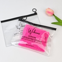 Sacs en PVC transparents avec fermeture éclair personnalisée, refermables, 100 pièces, emballage étanche, sacs en éponge africaine, sacs scellés pour ornements