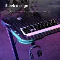 Table de jeu E-sport tout-en-un pour bureau à domicile, texture fibre de carbone, éclairage d'ambiance, grand bureau, ordinateur de compétition, acier MDF