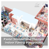 Aire de jeux intérieure personnalisée en plastique souple pastel, centre de divertissement familial, espace de jeux commercial pour enfants, jeux d'arcade, sièges pour parents