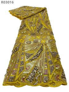 Vestido de novia Material de tela de encaje Encaje de red con cinta bordada de lentejuelas Tela de encaje - Product Image 3