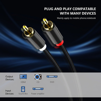 Câble audio RCA vers RCA plaqué or, haute fidélité, stéréo, mâle vers mâle, coaxial, pour amplificateur de cinéma maison, haut-parleur, DVD, TV