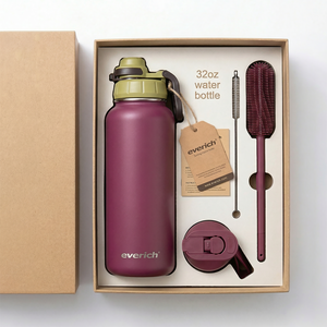 Flacons à vide à large ouverture de 32oz 40oz avec logo personnalisé Bouteille d'eau en acier inoxydable 18/8 de qualité alimentaire de 1 litre avec deux couvercles pour la salle de sport - Product Image 1