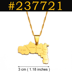 Collane con Ciondolo della Regione del Tigray in Etiopia, Gioielli Africani in Acciaio Inossidabile Argento per Donne e Ragazze con Nome del Villaggio # 237721 - Product Image 2