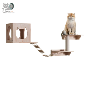 Plataforma <span class=keywords><strong>de</strong></span> salto integrada con cápsula espacial, cama <span class=keywords><strong>de</strong></span> árbol para gatos montada en la pared, <span class=keywords><strong>hamaca</strong></span>, marco <span class=keywords><strong>de</strong></span> escalada para gatos, muebles para mascotas sin espacio - Product Image 1