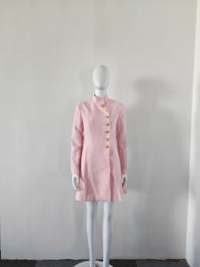 A11486 <span class=keywords><strong>Abito</strong></span> <span class=keywords><strong>Mini</strong></span> Nero da Donna in Lana Pettinata Lavorato all'Uncinetto con Bottoni Dorati Collo Alto Manica Lunga Linea A - Product Image 3