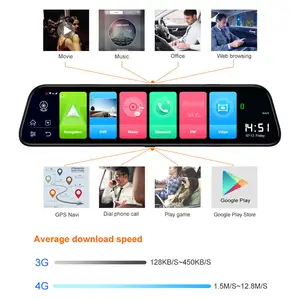12 polegadas Full Touch Espelho DVR Carro 4G WiFi Android 8.1 ADAS FHD 1080P Navegação GPS Traço cam