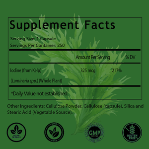 Capsules de varech OEM/ODM à succès, 325 mcg d'iode naturel, soutiennent une fonction immunitaire et un métabolisme sains, 250 capsules végétales - Product Image 2