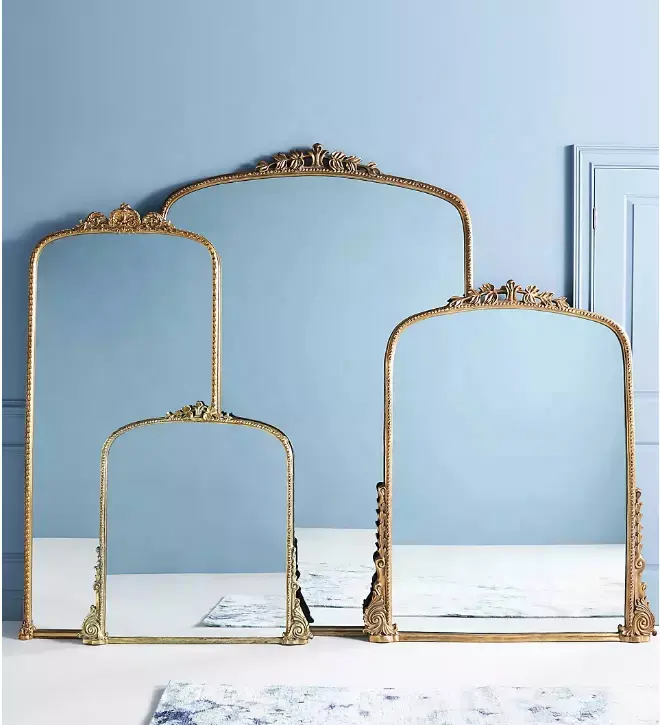 anthropologie Arched Shape Floor Mirror Vintage Large Resin Framed Gold Antique Floor Mirror