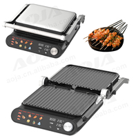 Gril de contact ouvert à 180 degrés 1800W Panini électrique Machine de cuisine intelligente avec plaque détachable pour hôtel domestique facile à utiliser