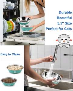 Mangkuk Makanan Kucing Anti Selip dari Stainless Steel 4 Warna Ramah Kumis untuk Anak Kucing - Product Image 5