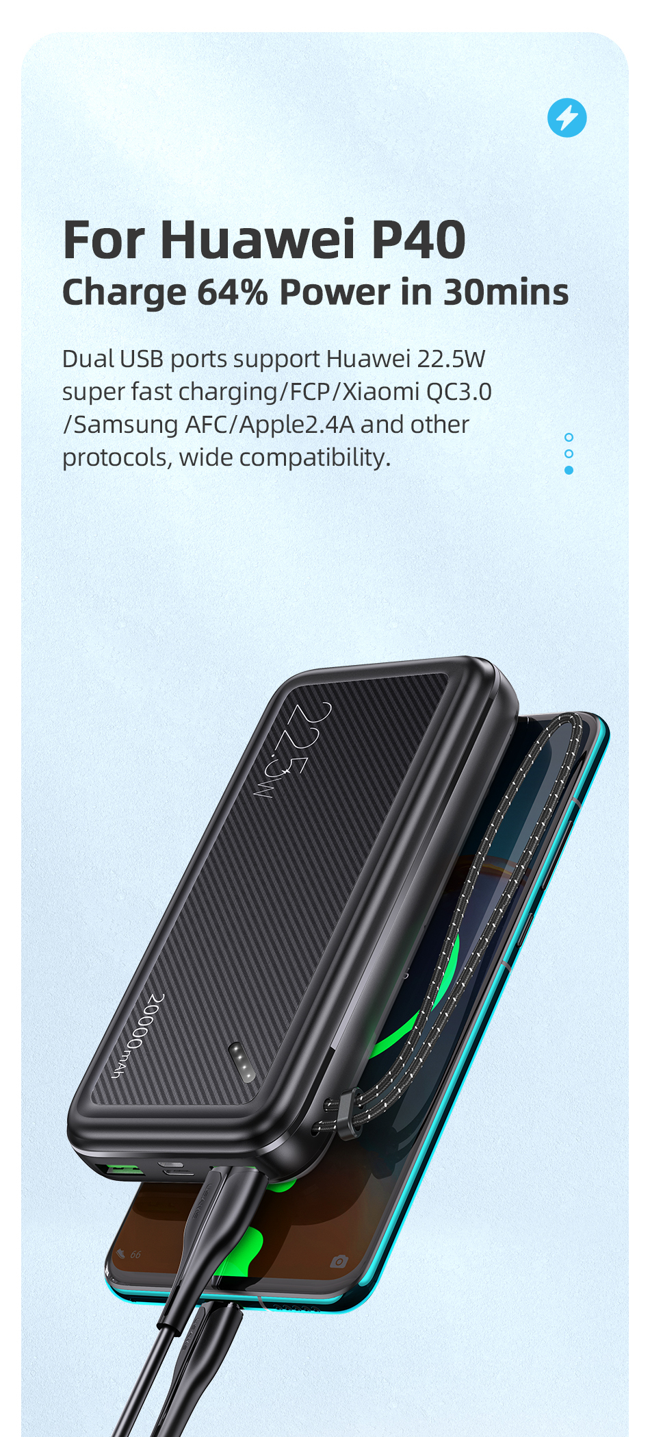 USAMS PB60 22.5W 20000mah Dual QC3.0+PD Fast Charging Power Bank With Lanyard US-CD168 16 Hfbb03cb722bc4361a6feeee0e89d5e00D