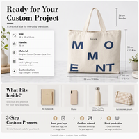 Sac fourre-tout en toile naturelle de taille moyenne avec logo personnalisé, imprimé de lettres, pour la publicité, fabricant OEM