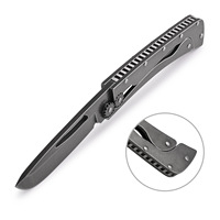 Couteau pliant en acier à haute teneur en carbone, lame en acier inoxydable à pointe tombante, couteau de poche à bouton de pouce, qualité industrielle, pour extérieur et EDC