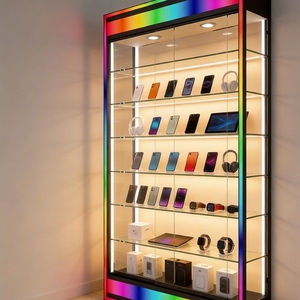 Vitrine pour modèles réduits de voitures avec vitrine en verre trempé sur mesure et éclairage de base LED couleur, idéale pour la présentation de produits de fumer - Product Image 5