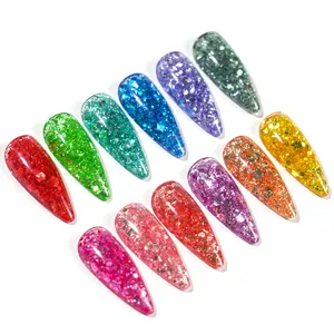 Gel Extension Nail Kit UV Diamond Pink Sliver Sequins Poly Gel Nails Kit For Finger Manicure Building Glitter Poly Gel Kit Nail