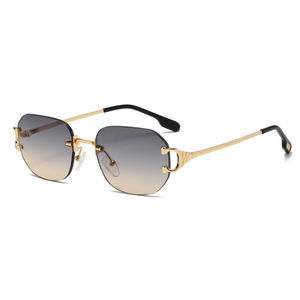 Gafas de Sol Cuadradas Modernas de Diseño con Marco Metálico Sin Montura, Protección UV400, <span class=keywords><strong>Lentes</strong></span> de Resina, Unisex, 6 Colores - Product Image 4