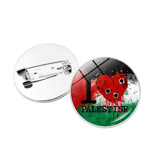 Hot Selling Custom Palestine Brooch Cheap Palestine Flag <b>Pin</b> <b>Metal</b> Round Palestine <b>Pin</b> Brooch - Product Image 3