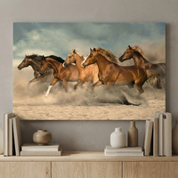 Peintures murales personnalisées d'animaux, 8 chevaux au galop, encre écologique, cadre en alliage d'aluminium de luxe, décoration de bureau et de maison